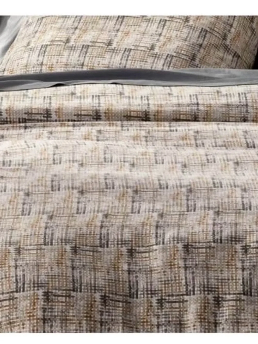 Heavyweight Linen Blend Duvet Cover and Sham Set Grid Print - Casaluna king set